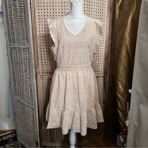 Eyelet Lace Sleeveless Mini- Dress